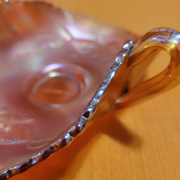 Fenton Strawberry Marigold Carnival Glass Bon Bon 2 Handled Dish - circa 1917 - Picture 3 of 4